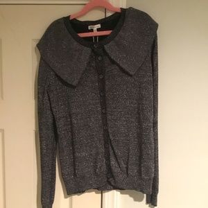 NWT!! Silver sparkly cardigan with collar!